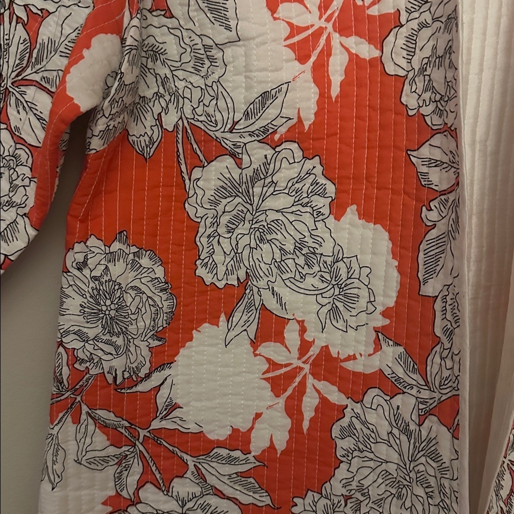 PATTY KIM Womens Cotton Quilted Open Front Jacket Blazer Orange & White Sz
Large - Picture 4 of 10